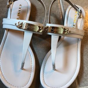 Cream COACH Thong Sandals